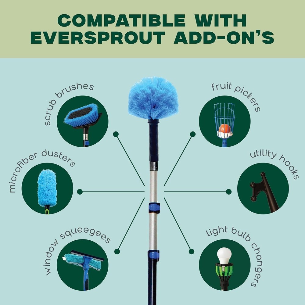 Extendable Duster 20ft - Durable Aluminum Pole for Cobwebs & High Ceilings