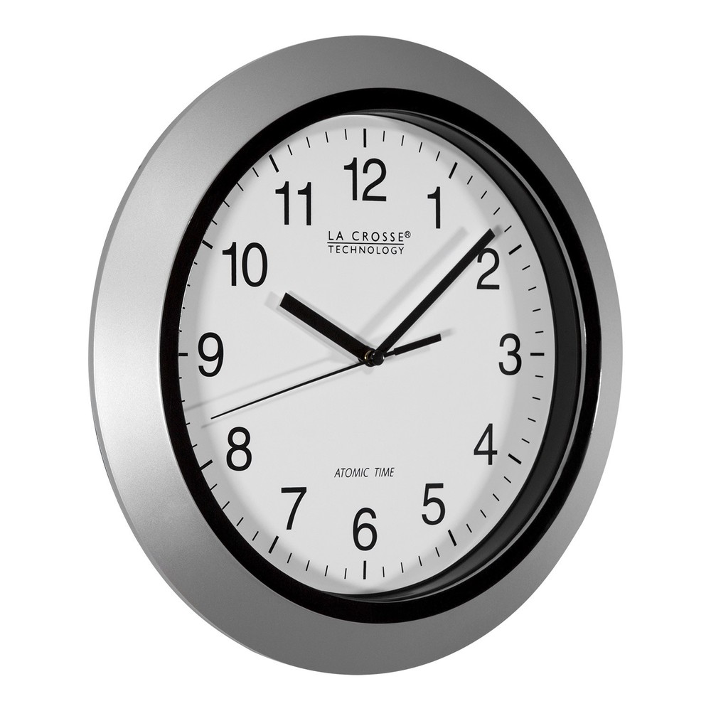 WT-3129S La Crosse Technology 12" Atomic Analog Wall Clock - Silver NIB