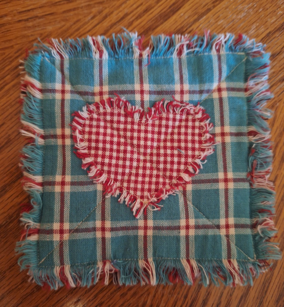 Handmade Homespun Fabric Coaster Primitive Country Rag Style Set/4each #1024