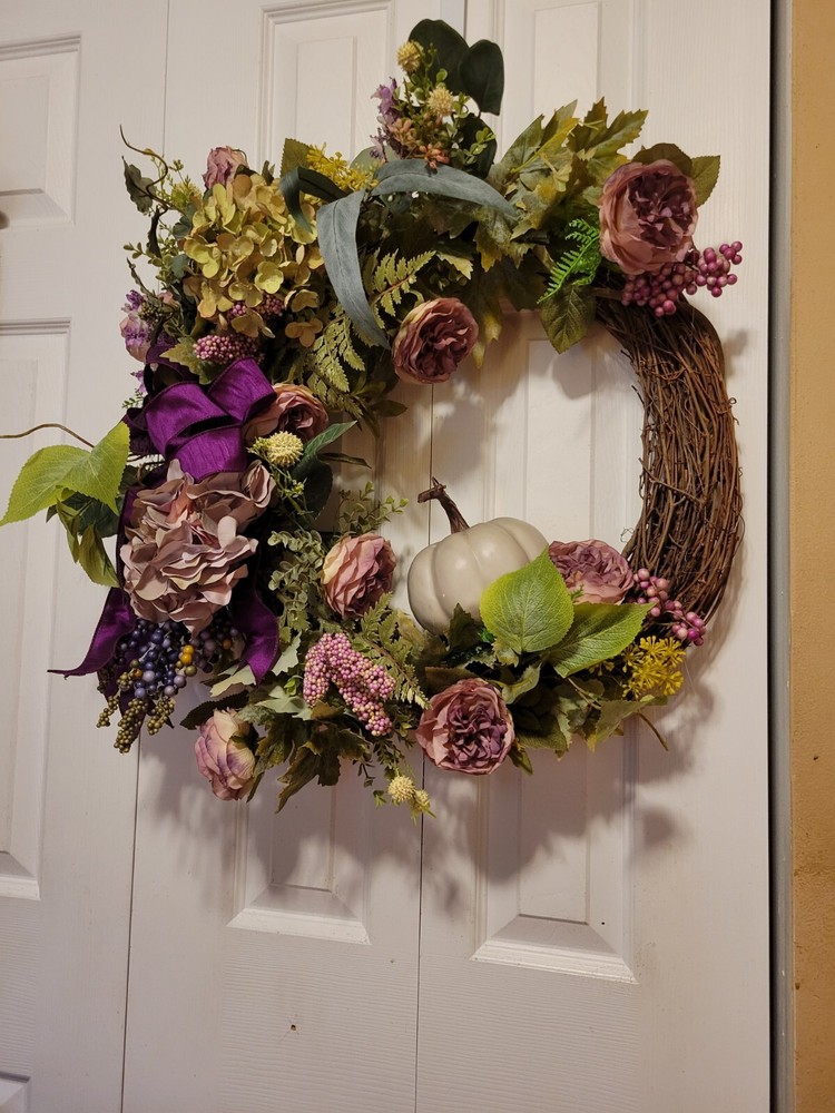 Fall Plum and Green Grapevine Wreath