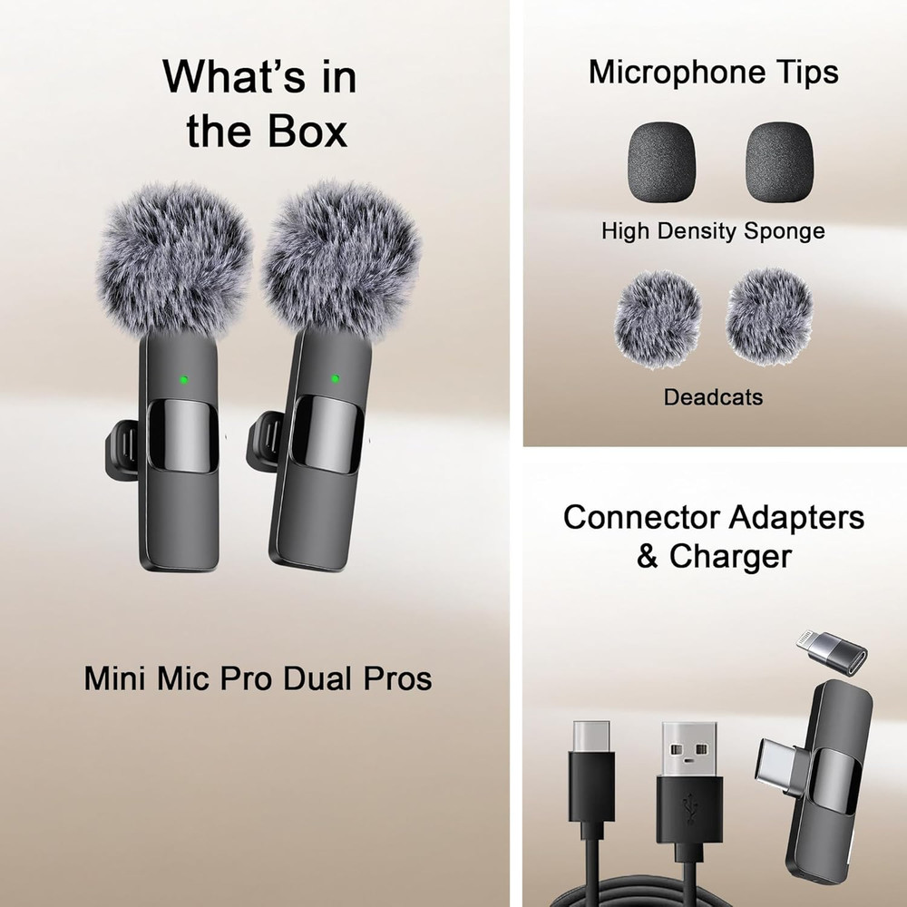 Wireless Lavalier Microphone for Iphone Android Clear Recording