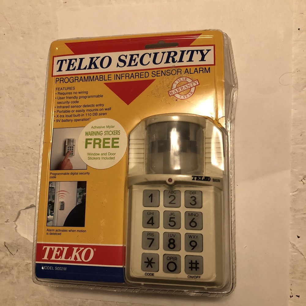 Telko Security Programmable Infrared Sensor Alarm S002M New From 1992 @B