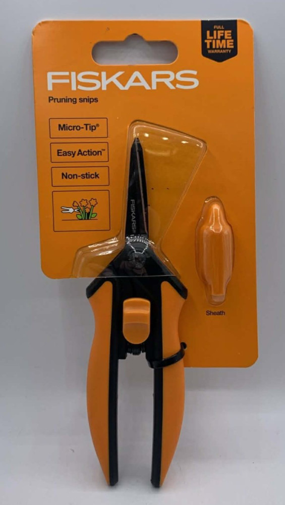 2PC Fiskars Pruning Snips W/ Micro-Tip & Garden Work Gloves L/XL Set ~FAST SHIP