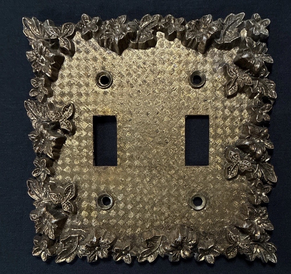 Vintage Brass Double Switch Plate Rodin 75TT