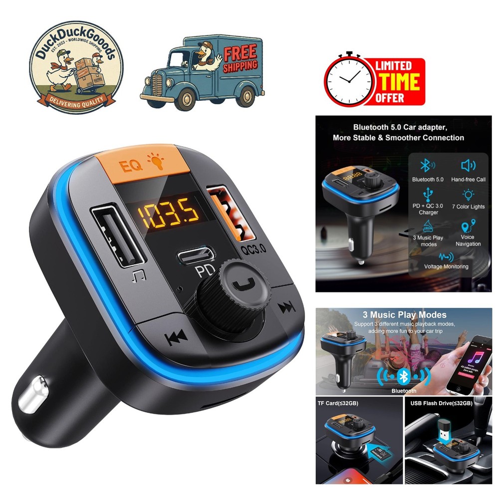 Cigarette Lighter Bluetooth FM Transmitter - Clear Calls, Music & Charging