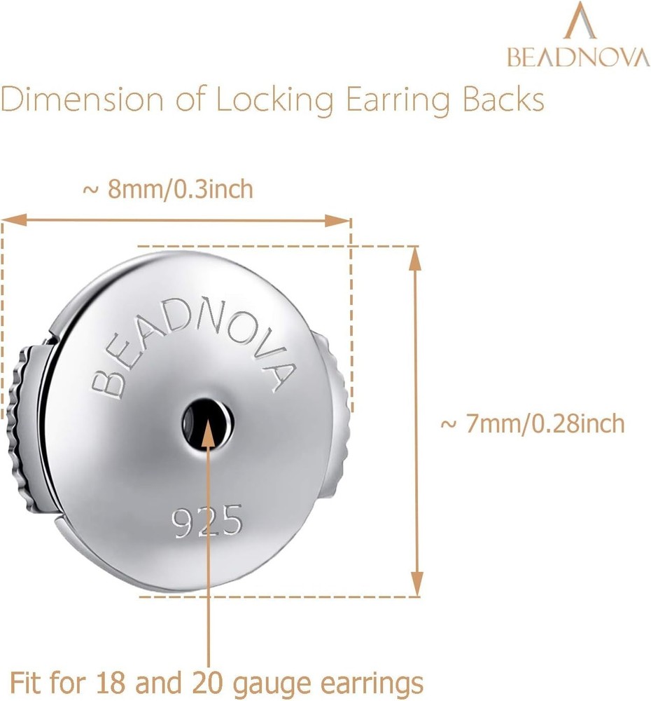 Locking Earring Backs 925 Sterling Silver Secure Earring Backs Locking