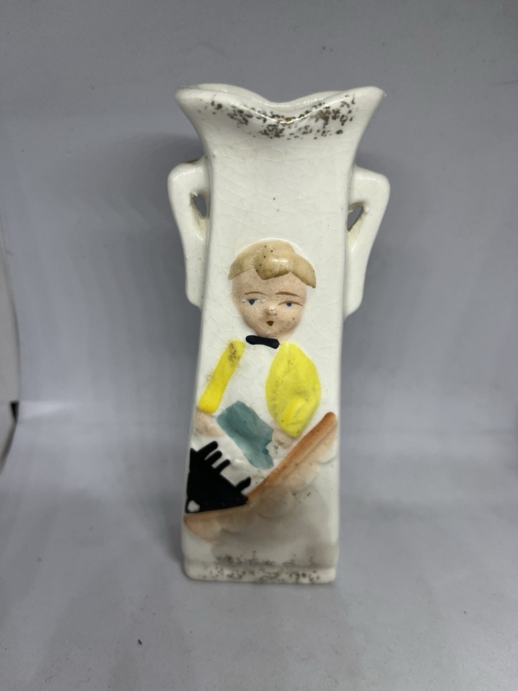 Vintage 5” Boy on Mini Vase