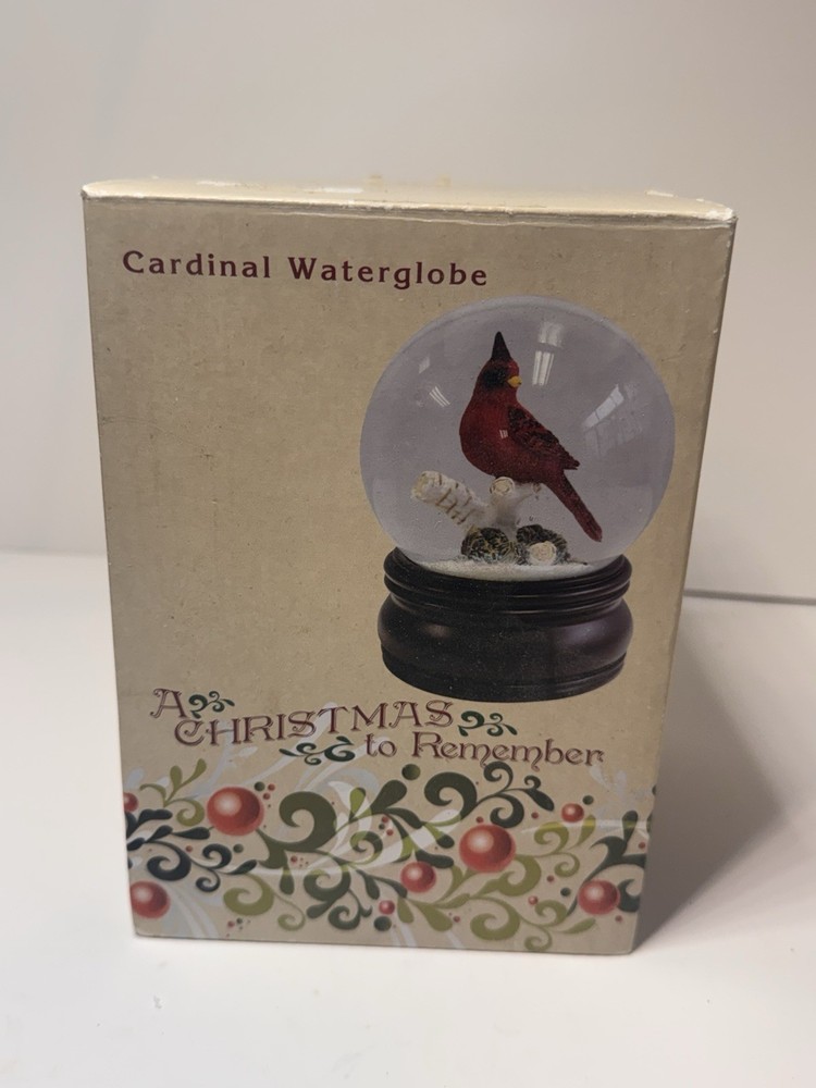 Cracker Barrel Cardinal Waterglobe Christmas Snow Globe w/ Box