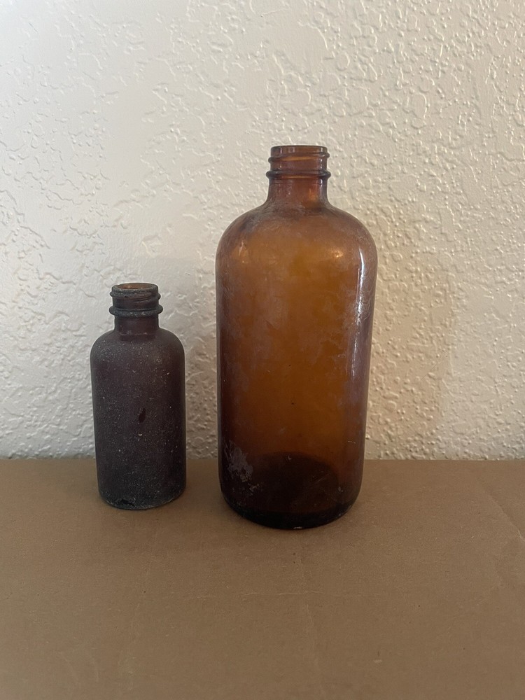 antique amber glass bottles