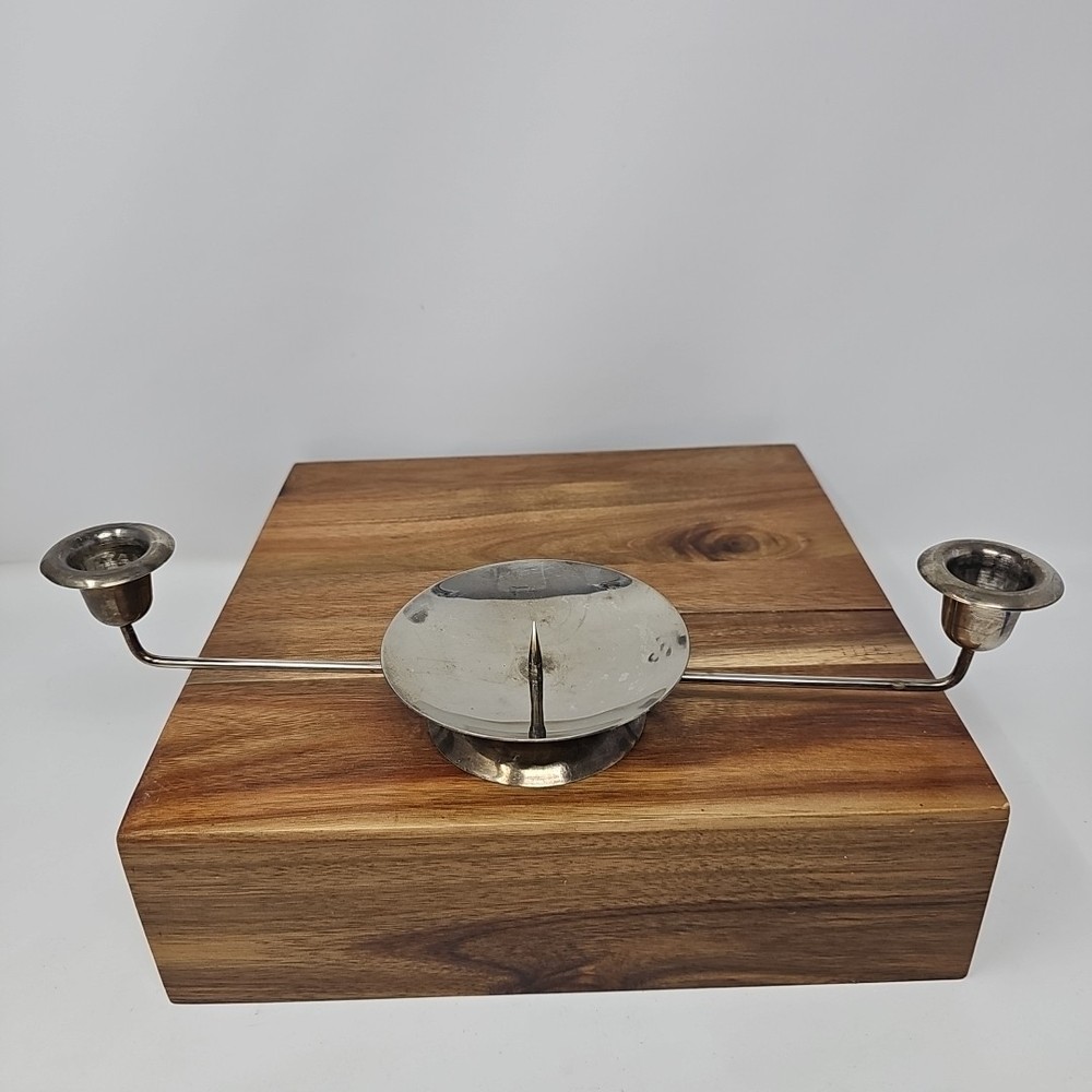 Art Deco Silver Plated 3-Arm Candle Holder –