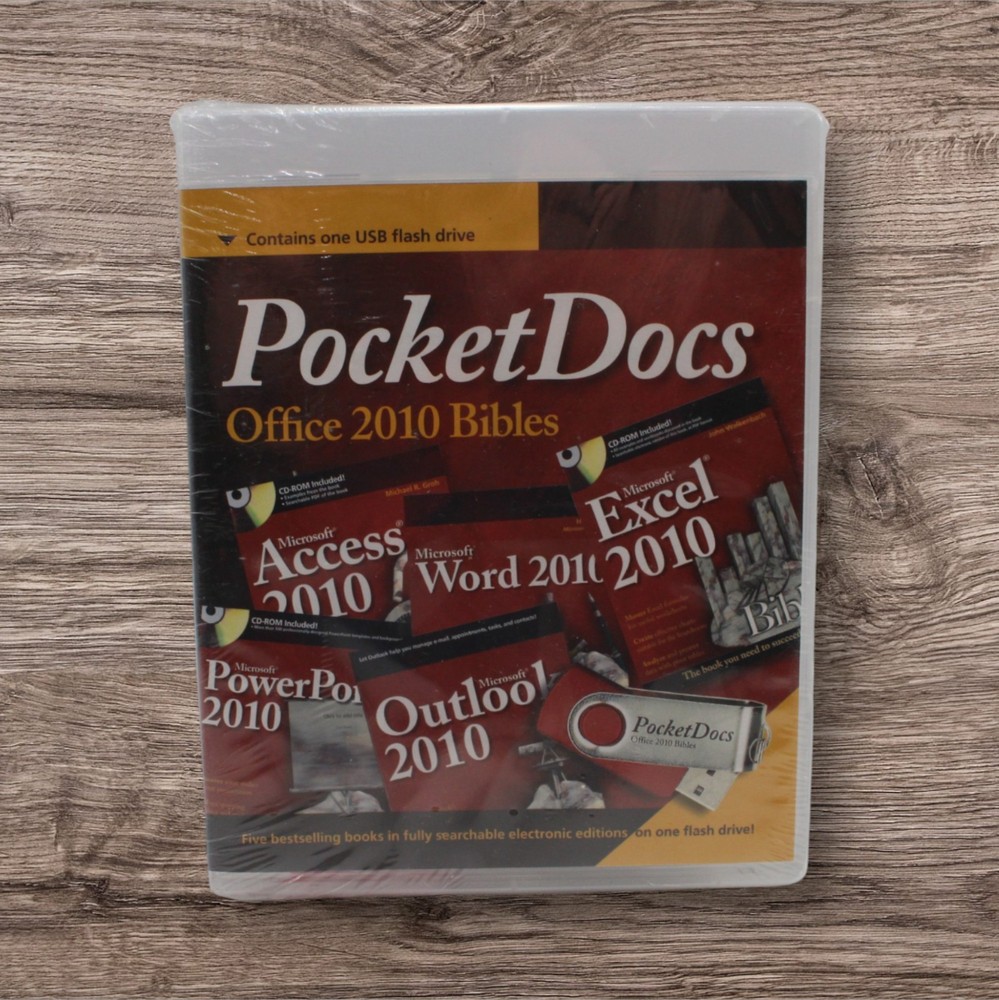 Wiley PocketDocs Office 2010 Bibles Reference e-Library USB Flash Drive (SEALED)