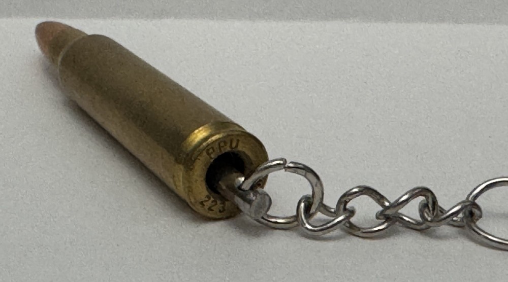 .223 Remington Bullet Key Chain / Zipper Pull (Brass)