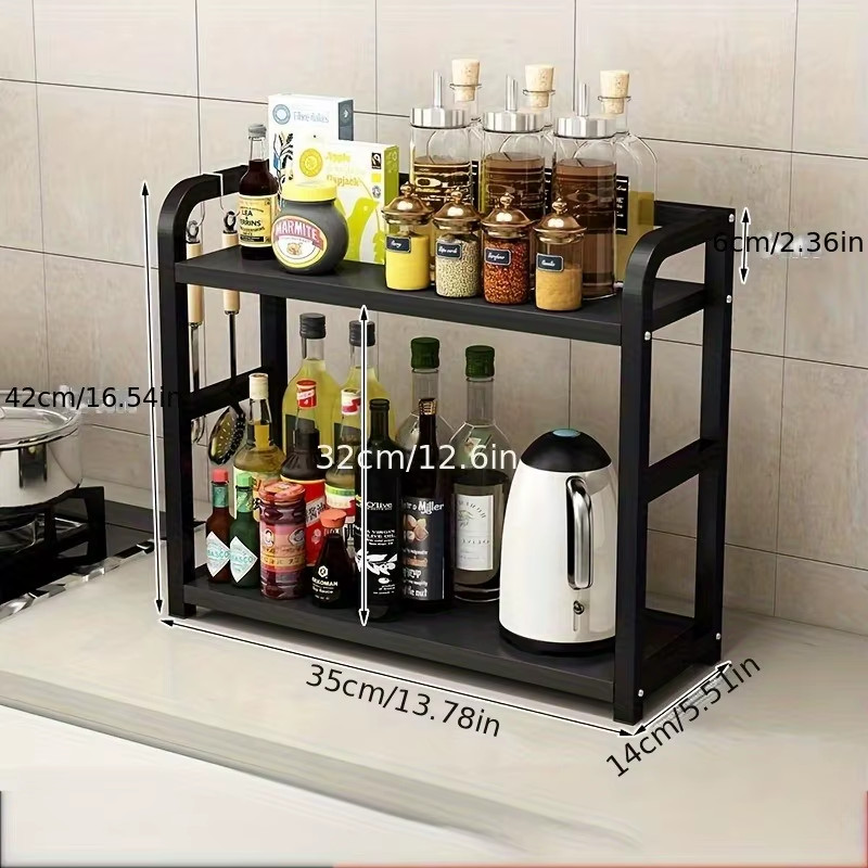 1Pc 2-Tier Metal Countertop Shelf - Space Saving Organizer for Coffee, Mugs & Co