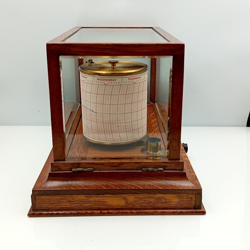 Antique Aneroid Barograph c.1900 Attributed Short, Mason Oak Case