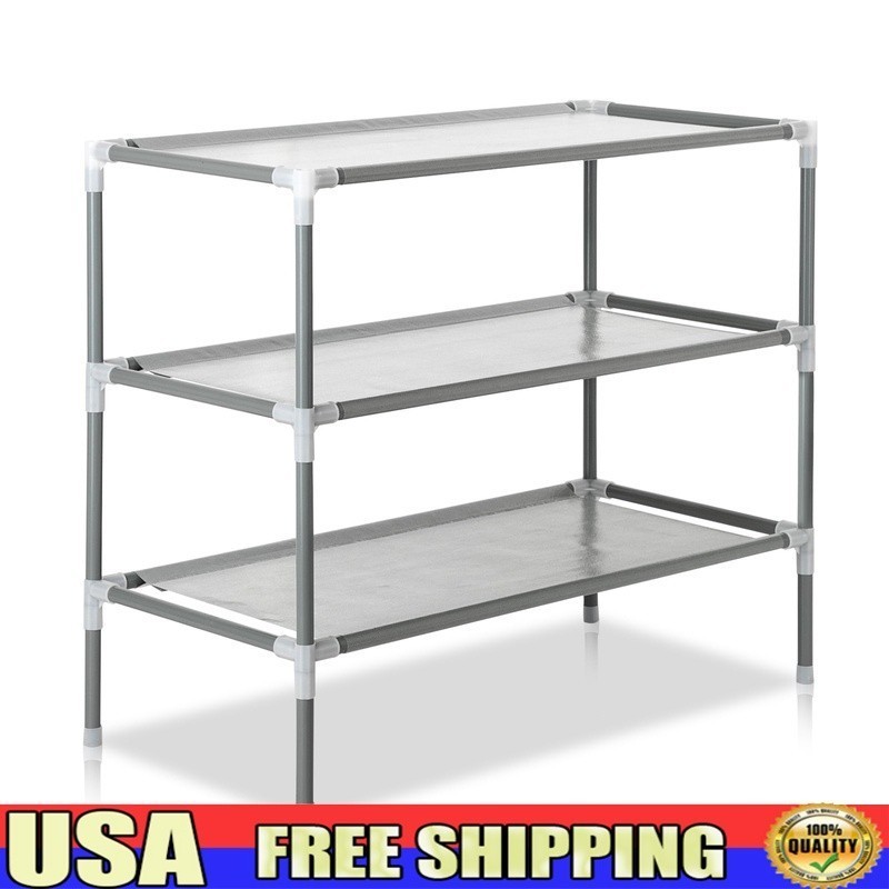 3 Tier Shoe Rack Compact Non-woven Fabric Organizer Stackable Storage Solution