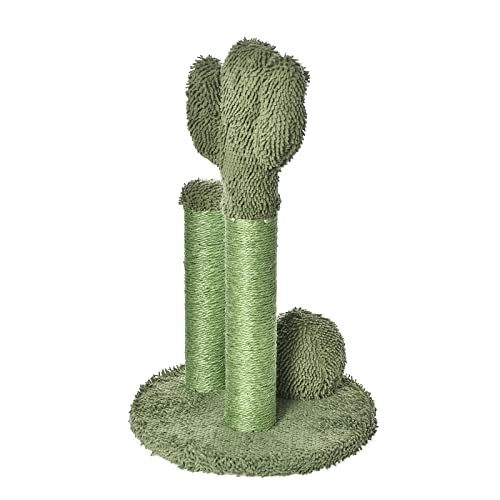 AMAZON BASICS CACTUS CAT SCRATCHING TRIPLE POSTS, DANGLING 27", GREEN -GREEN