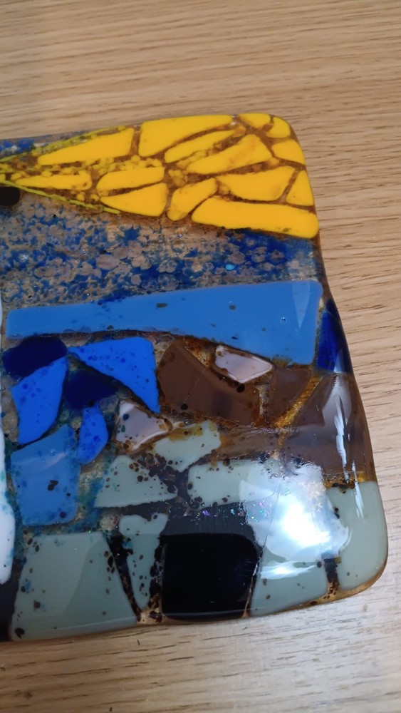 Fused Art Glass Tile Trivit Lighthouse Design