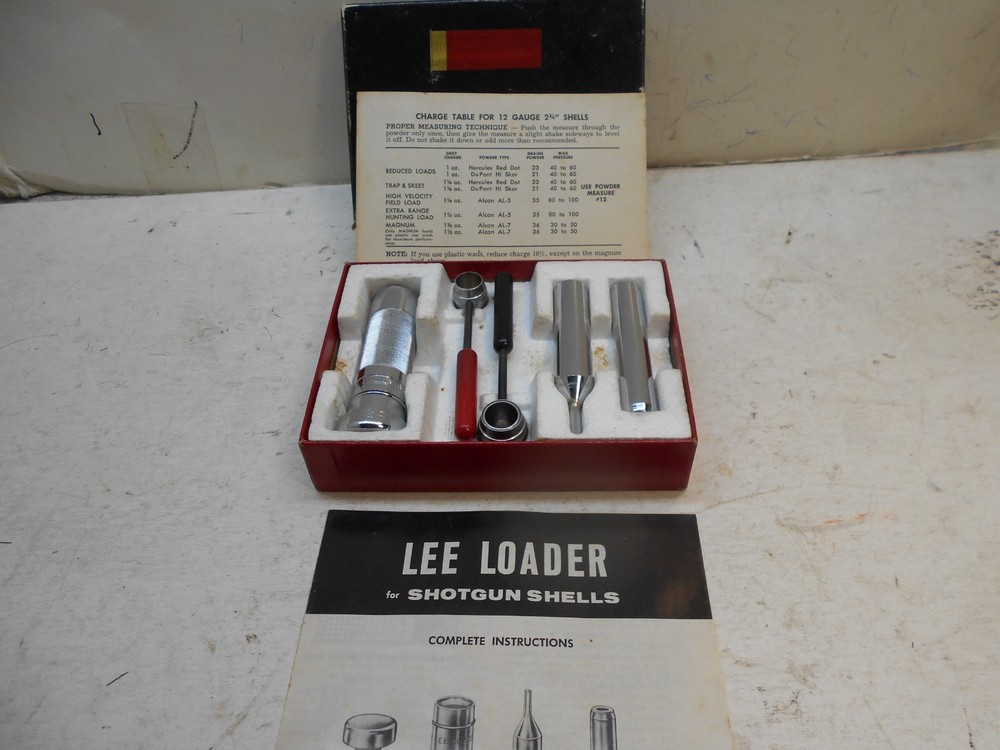lee loader 12ga 2-3/4" shot shells ins + charge table reloading