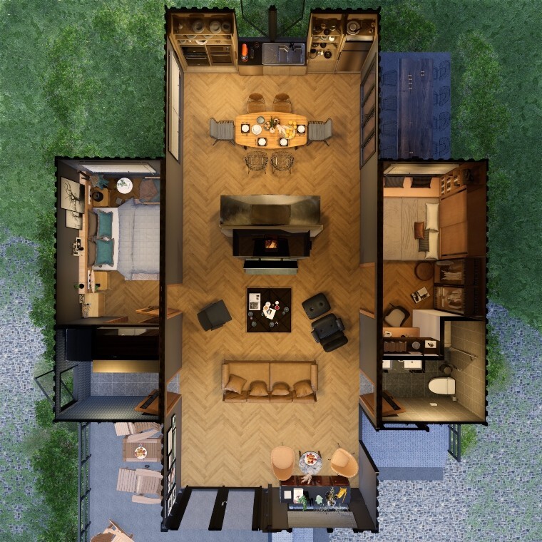 Container house plans - 2 bedrooms - 1 bathroom - Digital PDF File