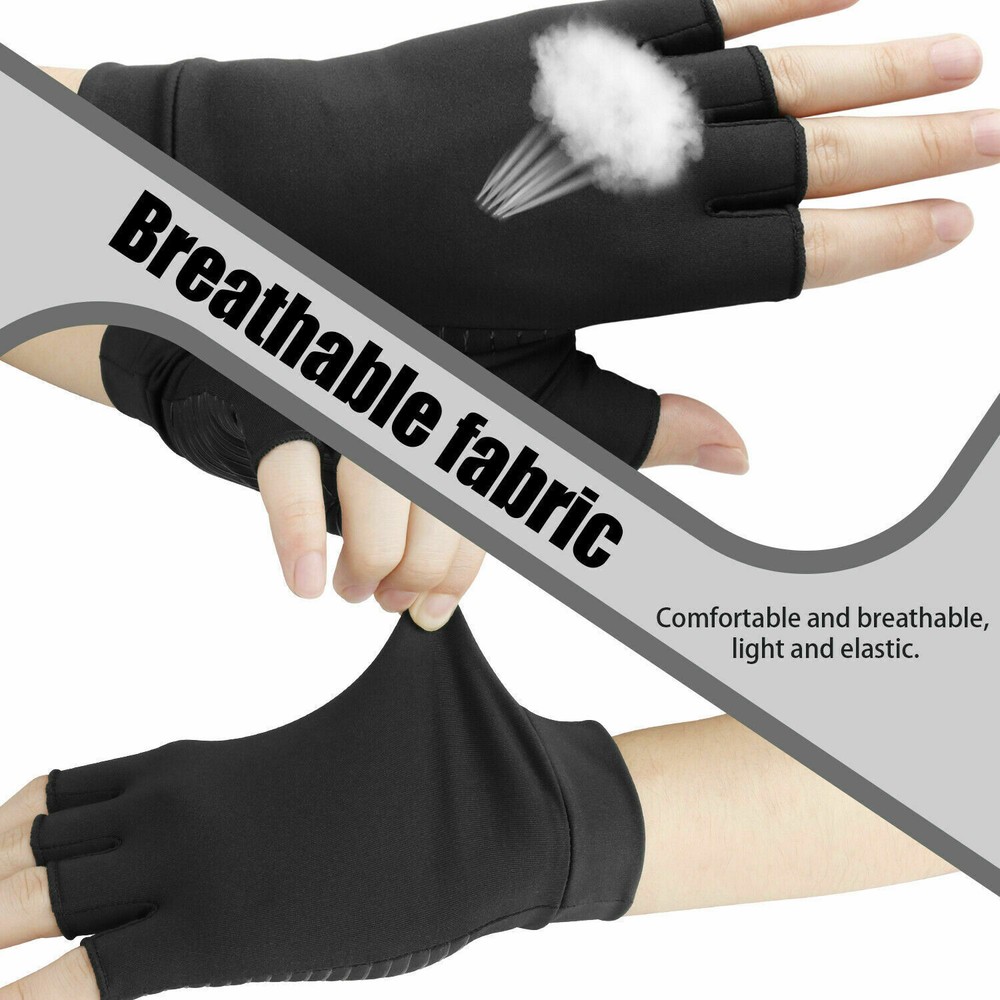 Fingerless Copper Compression Arthritis Gloves Hand Support Joint Pain Relief