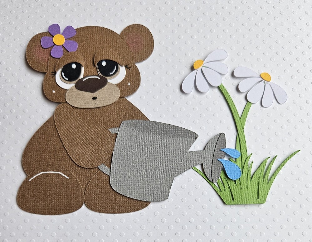 Spring Bear. Scrapbook, Card Making Paper Piecing