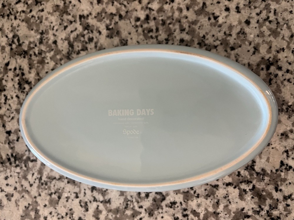 Spode Baking Days Blue & White Polka Dot Ceramic Oval Baker or Serving Dish