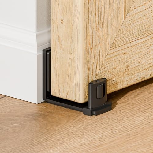 Upgraded Sliding Barn Door Bottom Floor Guide with Adjustable Roller, Wall