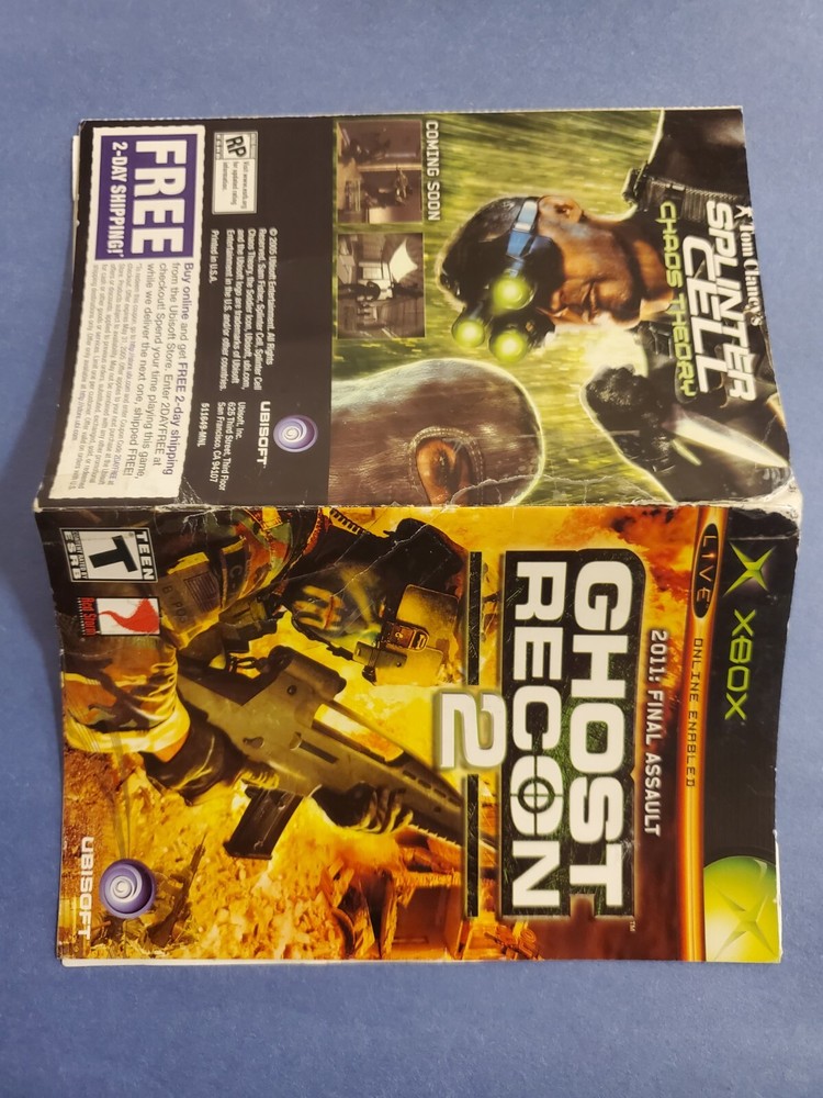 Ghost Recon 2 Original Xbox MANUAL ONLY Authentic
