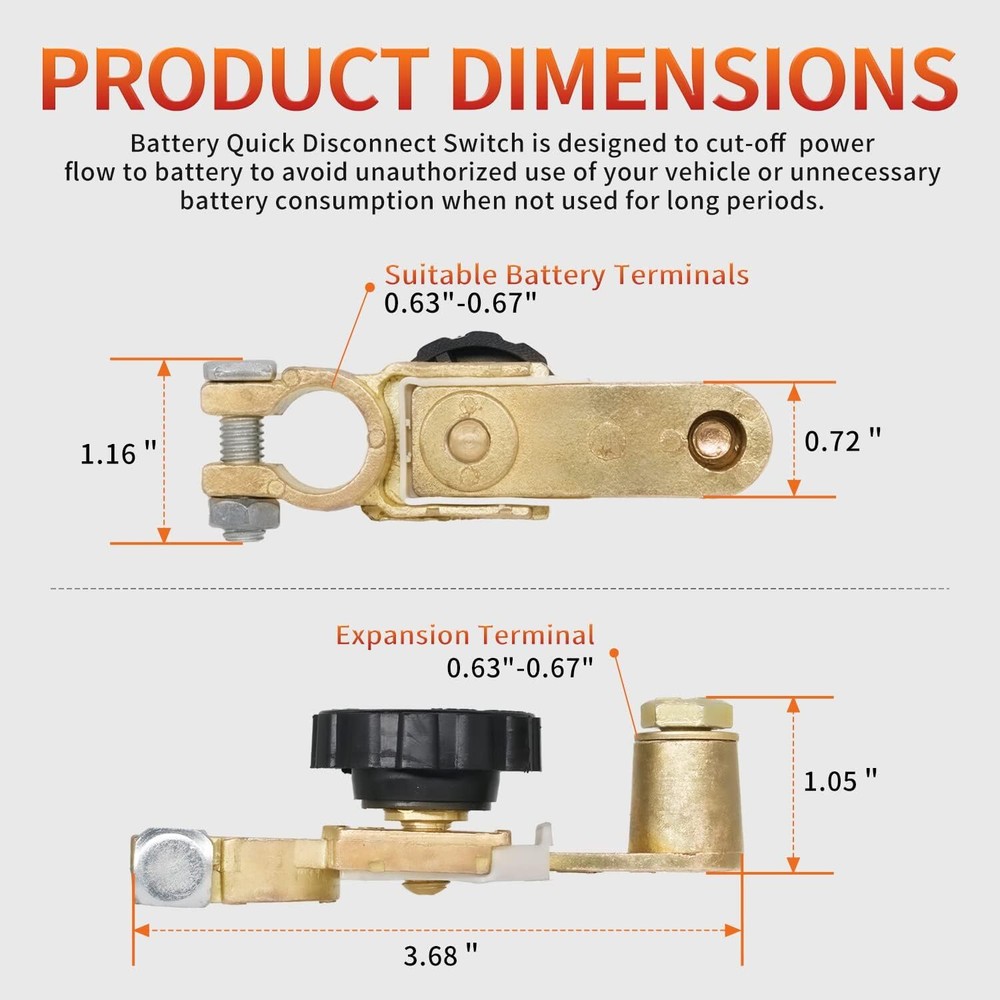 Top Post Battery Master Disconnect Cut Off Switch 2pcs