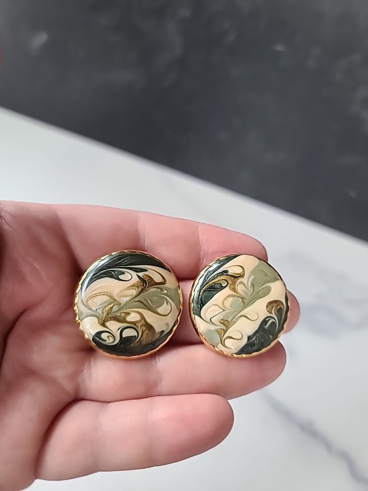 Vintage Enamel Stud Earrings Set Of Two