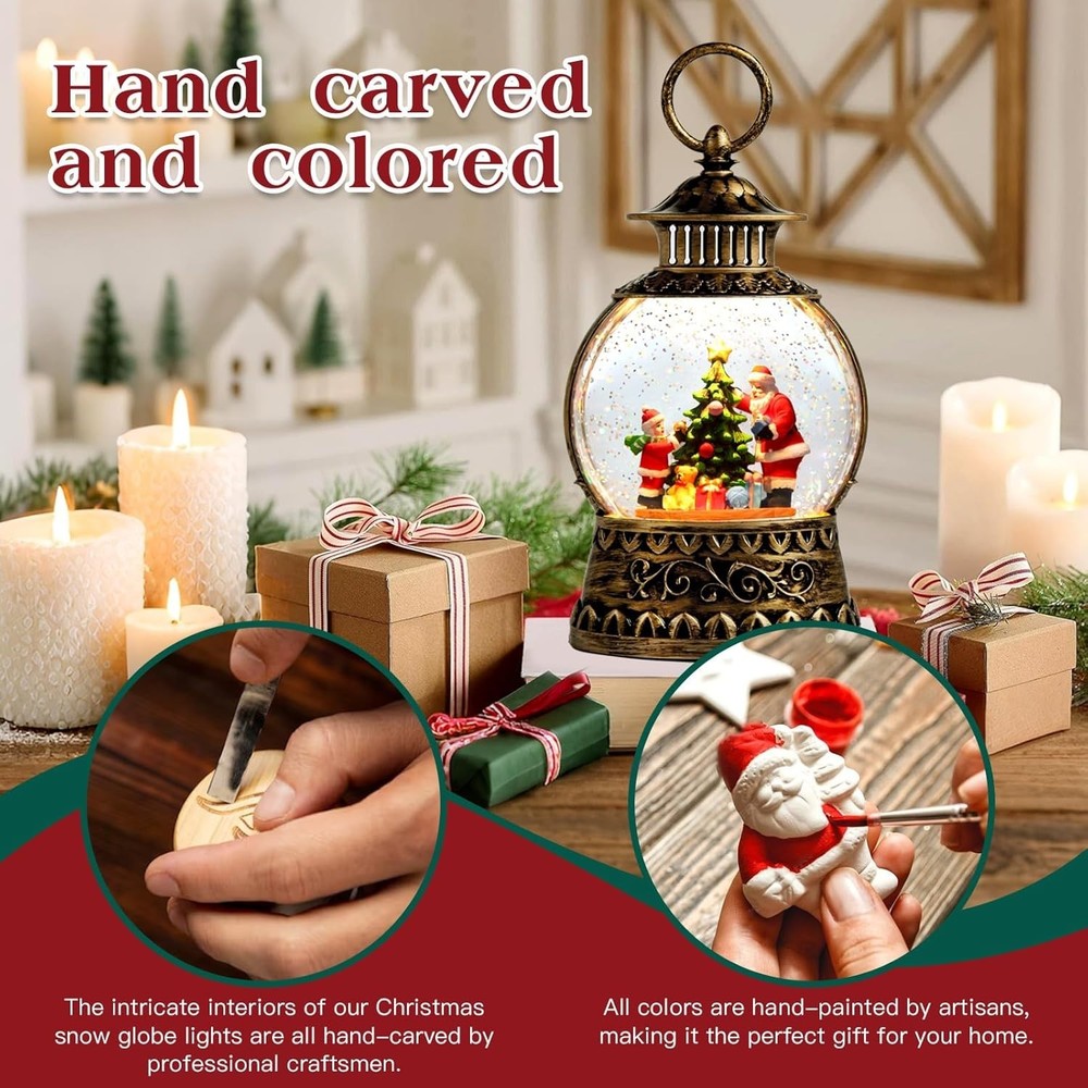 Beautifully Crafted Santa Claus Snow Globe with Soft Light & Timer Functionality