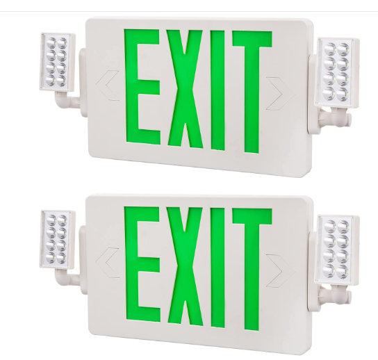 UL Listed 6 PACKS Led Green Exit Sign with Battery Backup Combo Exit Lighting