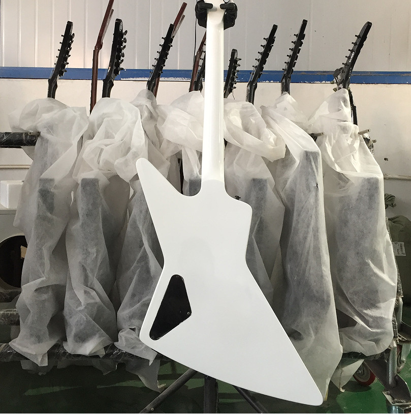 Custom Explore Electric Guitar White H-H Pickups Bone Nut Black Hardware