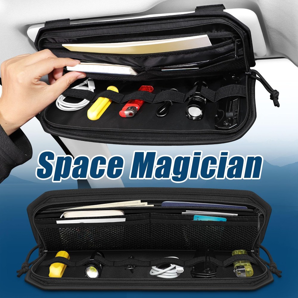 Car Sun Visor Organizer with MultiPocket Storage for Universal Vehicles