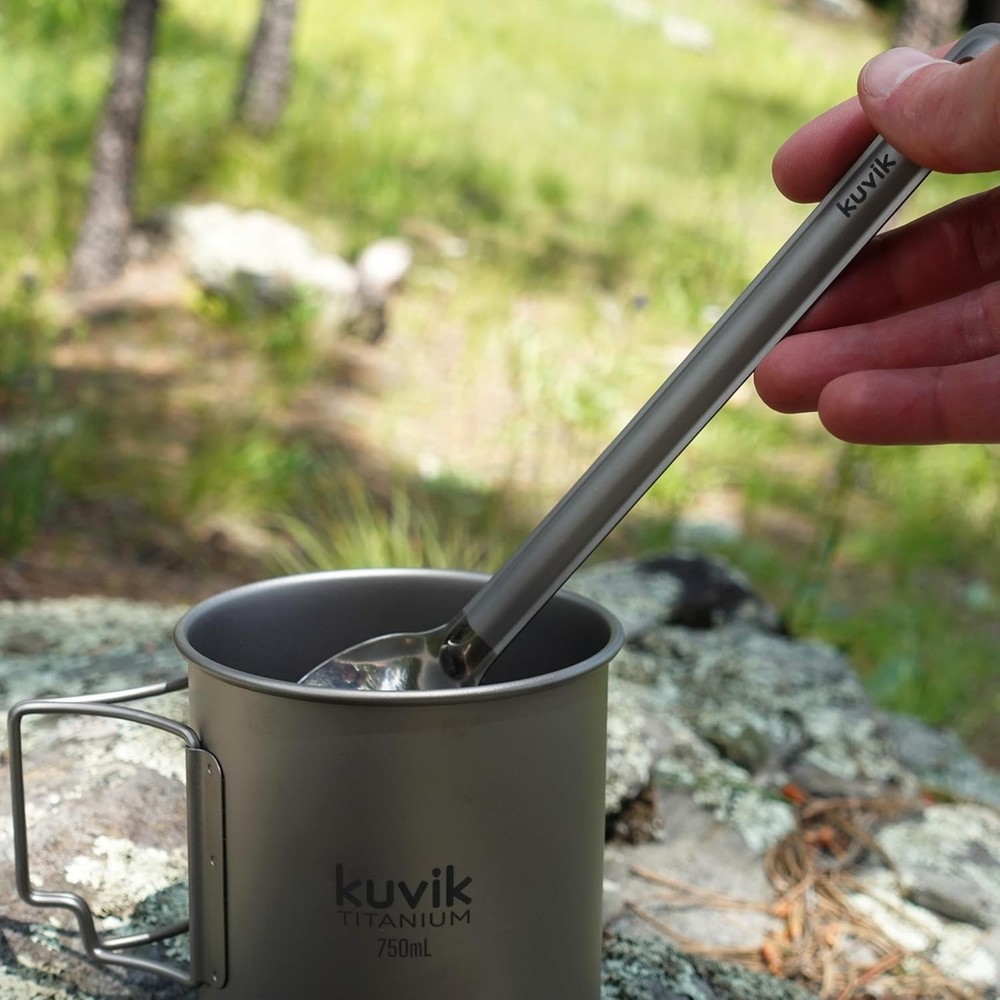 Kuvik Titanium Spoon 2-Pack - Ultralight and Compact for Camping Orange