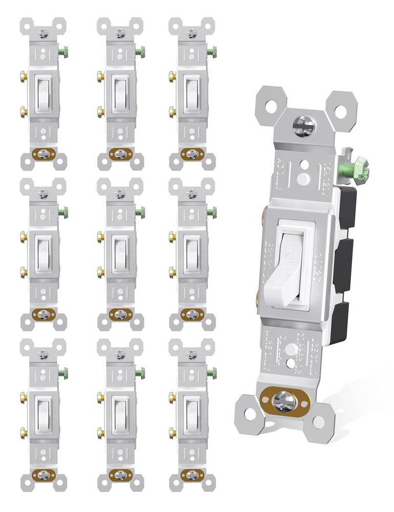 AIDA 15 Amp Single Pole Quiet Indoor Toggle Switch Switch, White