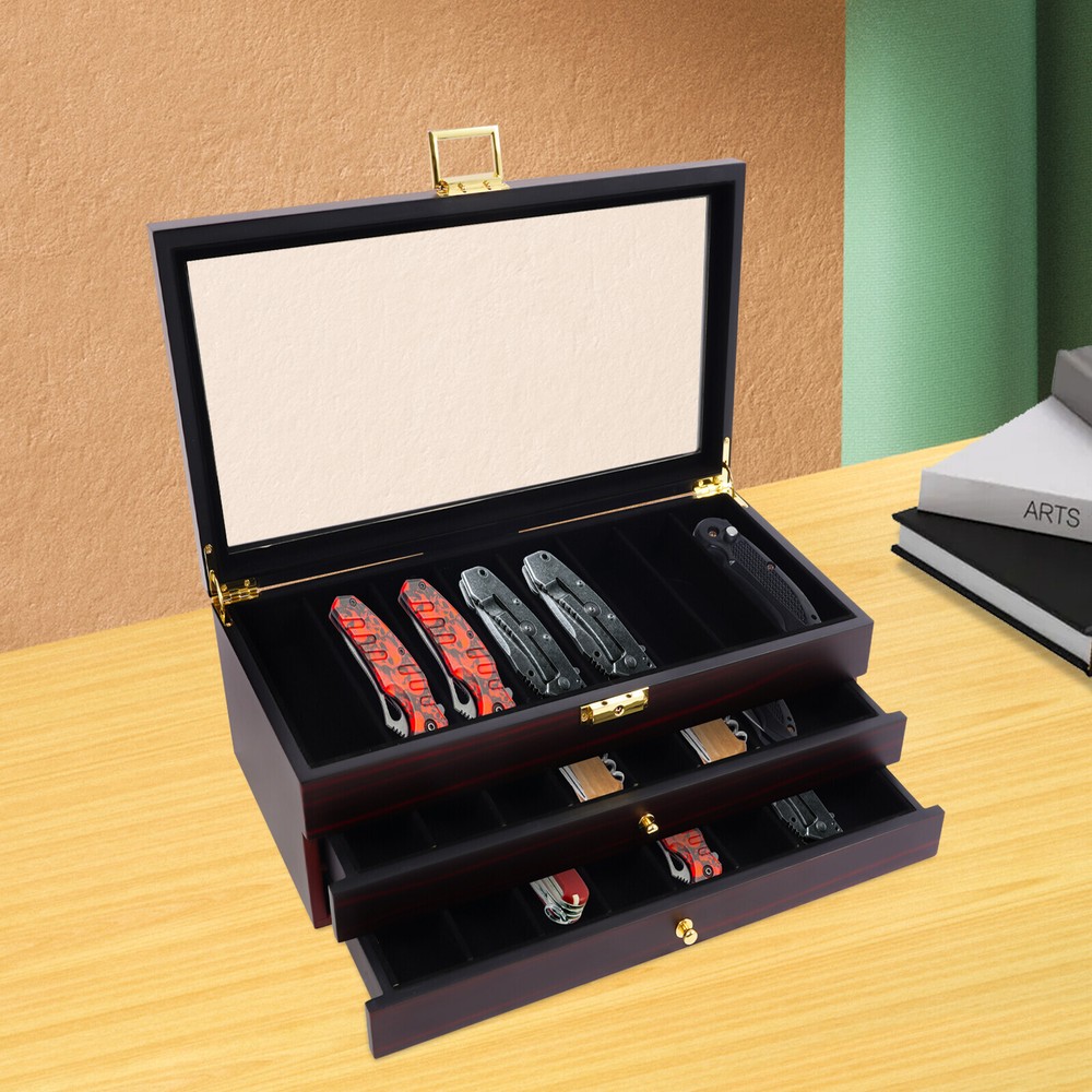 Knife Display Case, Knife Storage Box, 3-Tier Knife Display Case Organizer