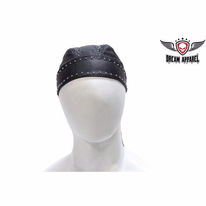 Biker Skull Cap With Studs - free shipping