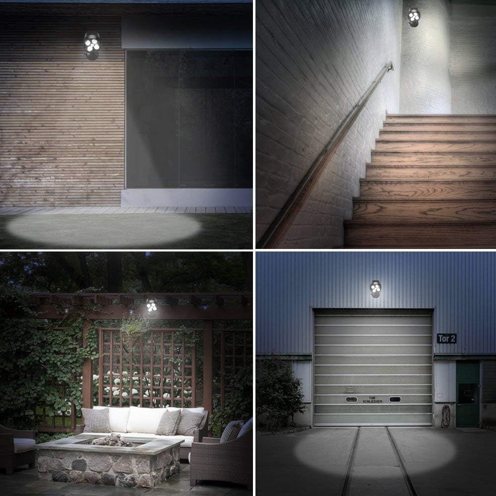 Battery Powered Security Lights Motion Sensor Outdoor Lamp Spotlight with 4LEDs