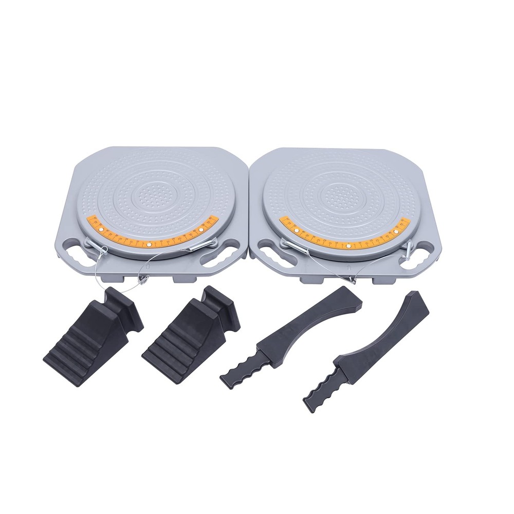 2x Wheel Alignment Turntable Turn Plates with Transition Bridge and Thrust Block