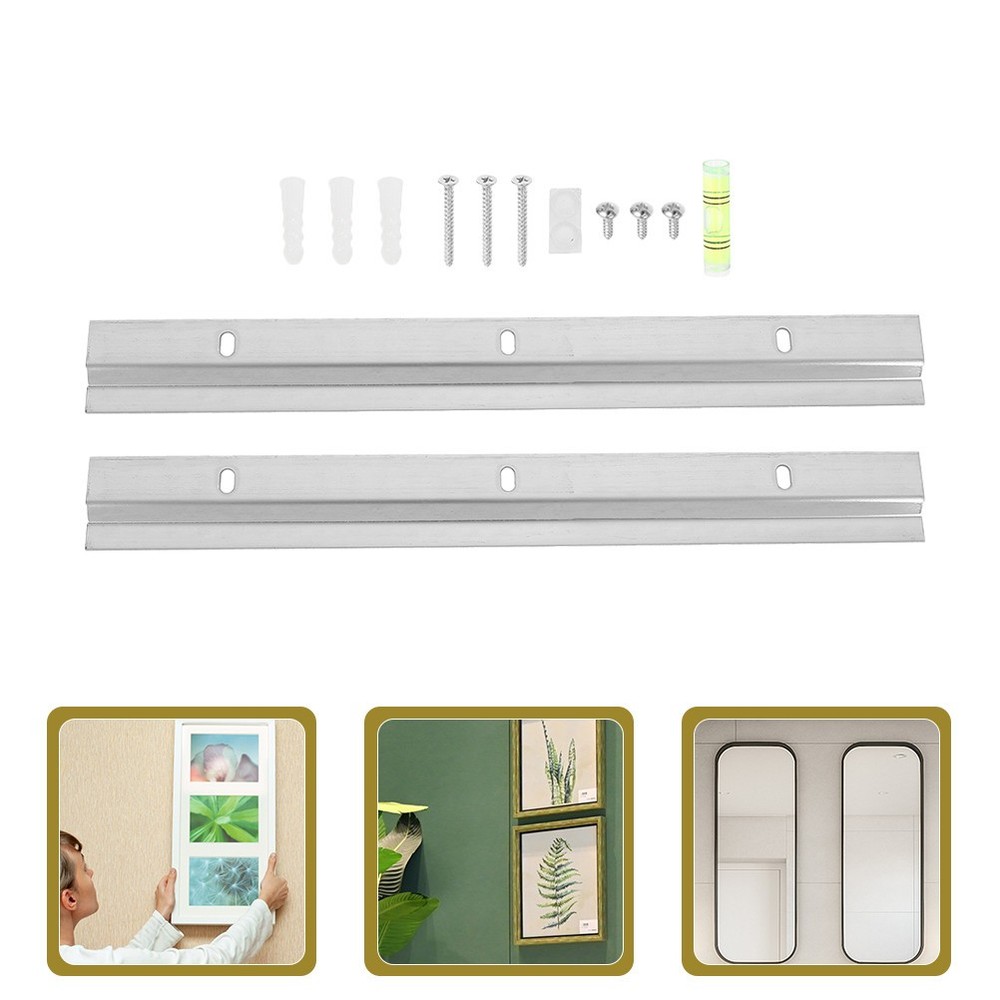 2 Sets Mirror Framing Kit Mounting Hardware Wall Interlocking Brackets