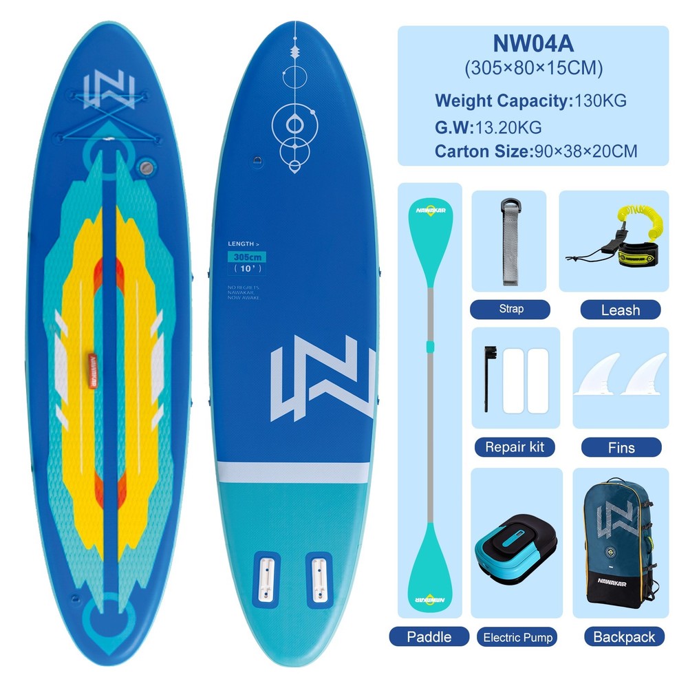 10ft Inflatable SUP Stand Up Paddle Board Complete Kit Non-Slip Deck Lightweight