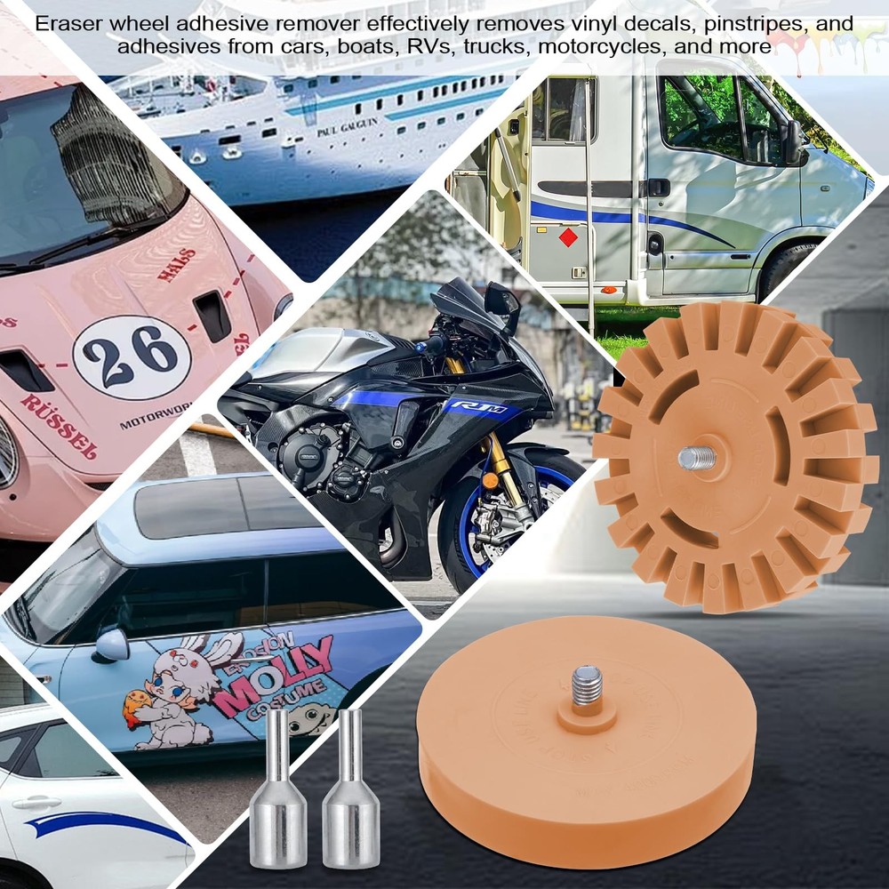 Eraser Wheel for Drill - 4 Pack Rubber Wheel Decal Remover Kit with Solid &