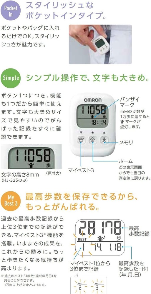 Omron Pedometer White HJ-325-W