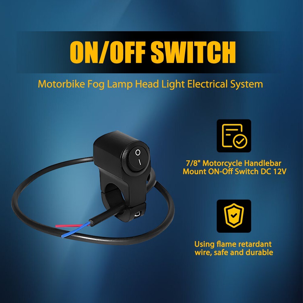 Handlebar Switch Plug and Play Push Button ON OFF Swithces For 7/8" Handlebars