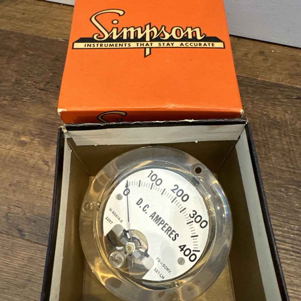 Simpson W-8061A-6 Panel Meter 0-400 DC Amperes