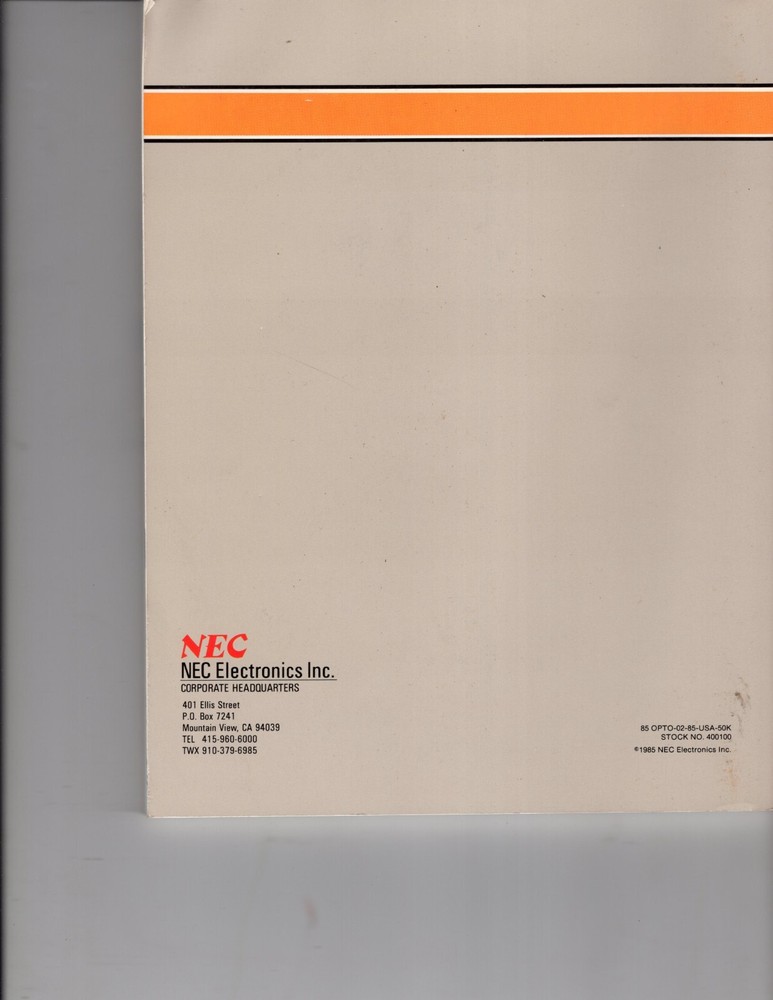 NEC Electronics Data Book 1985 Optoelectronic Products