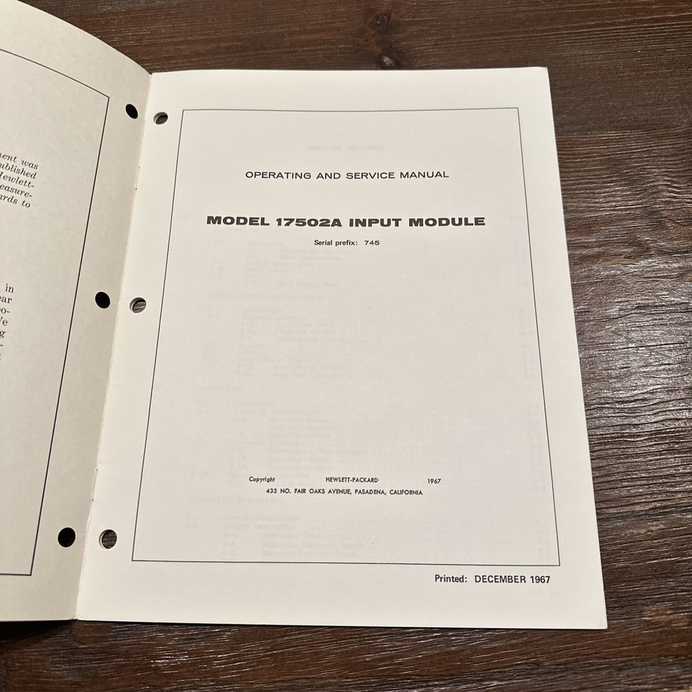 HP 17502A Temperature Input Module Operating & Service Manual 17502-90000