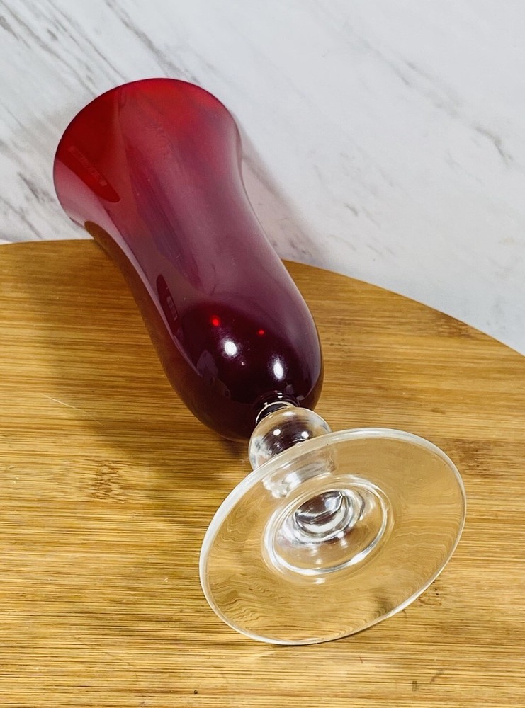 Vintage Ruby Glass Bud Vase 8”tall