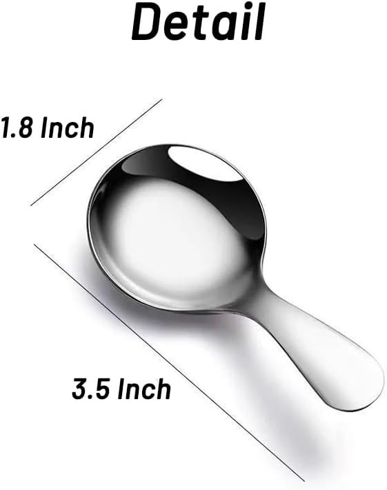 5 Pack Short Handle Scoops - Silver Mini Scoops for Canisters - Stainless Steel